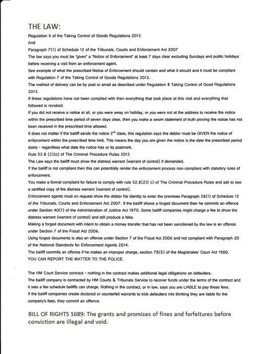 Dealing with Bailiffs Law